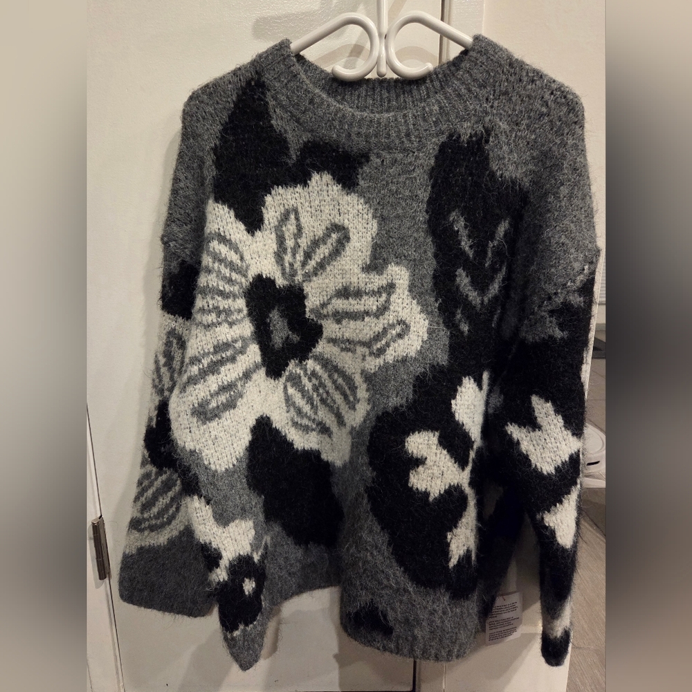 Topshop Oversized Sweater, Grey, Size US M